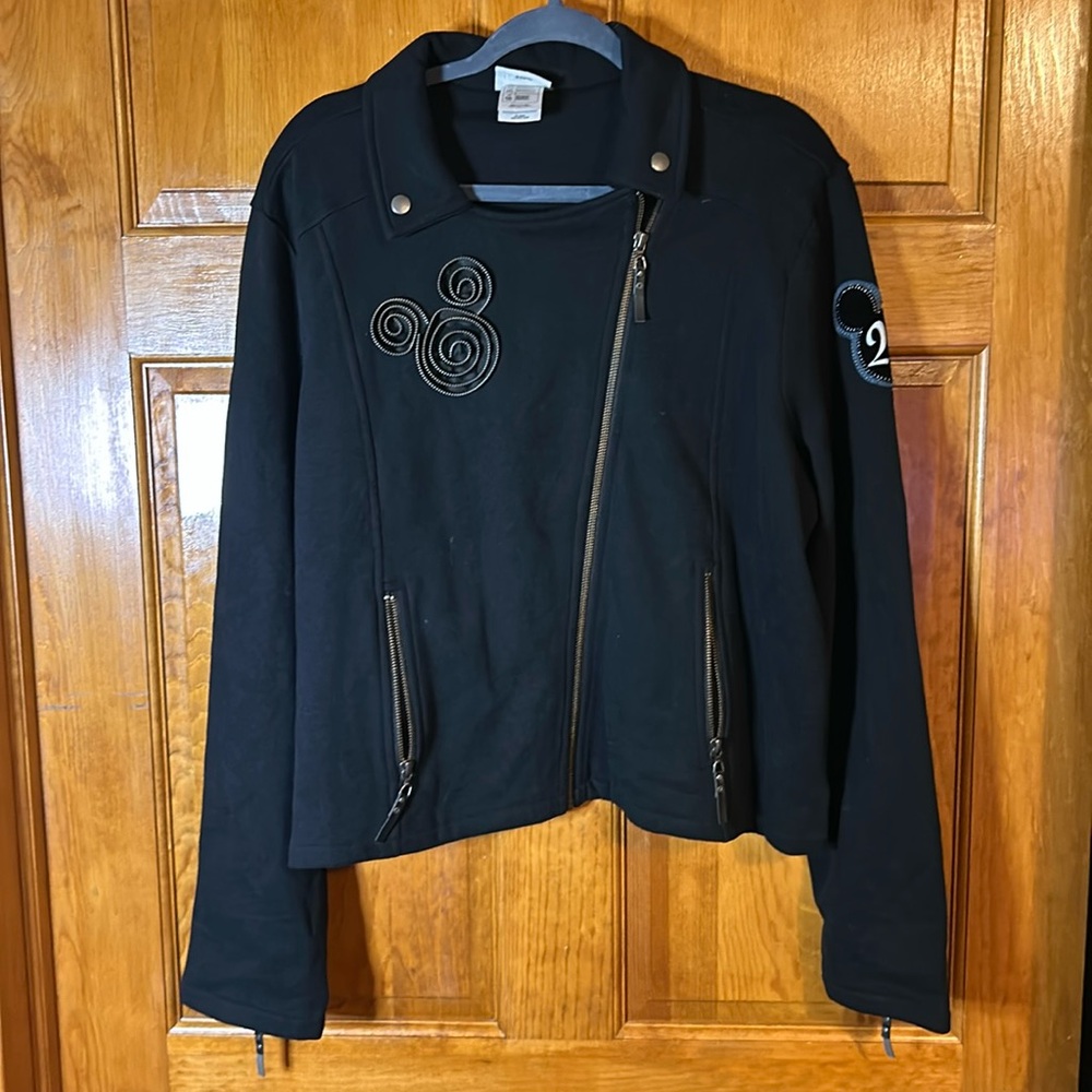 Disney Parks Women’s Embellished Zipper Details Black Moto Jacket Sz 2X-EUC